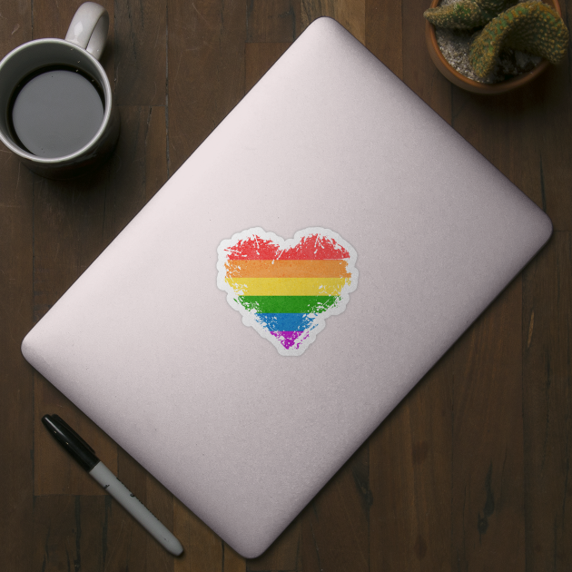 LGBTQ Gay Lesbian Pride Heart Flag Pride Month by Brookcliff